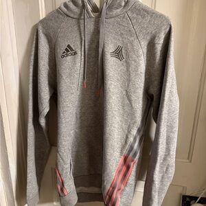 adidas Gray Hoodie with Coral Stripe Accents